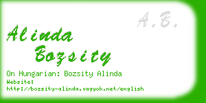 alinda bozsity business card